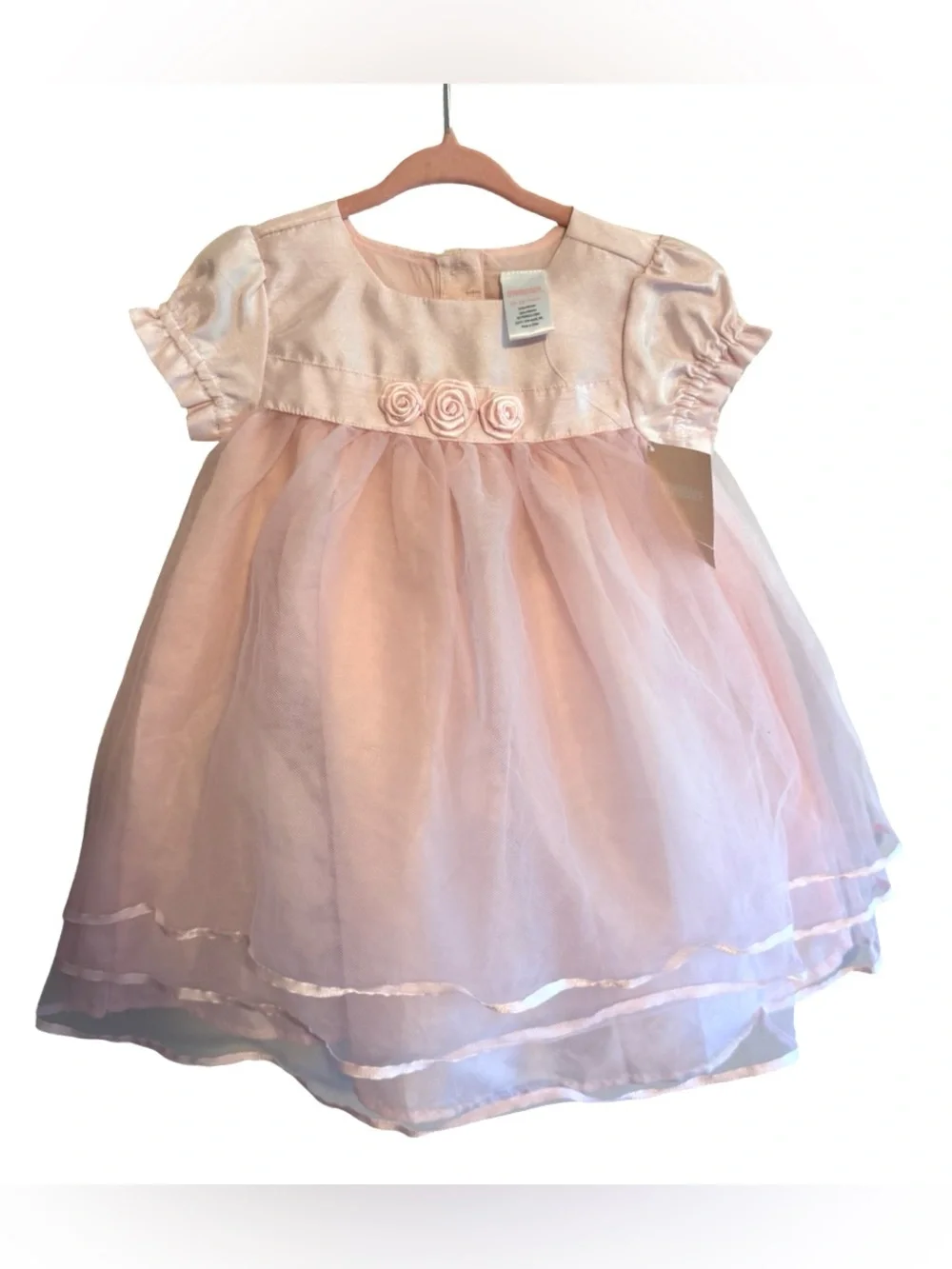 Gymboree Pink Tulle Floral Dress Toddler Girls 12-18M Short Sleeve Formal NWT